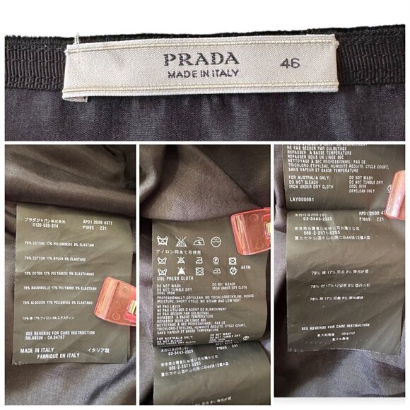 Prada A line Black Cotton Skirt, Size 46 Italy/L, Never worn - Picture 3 of 12